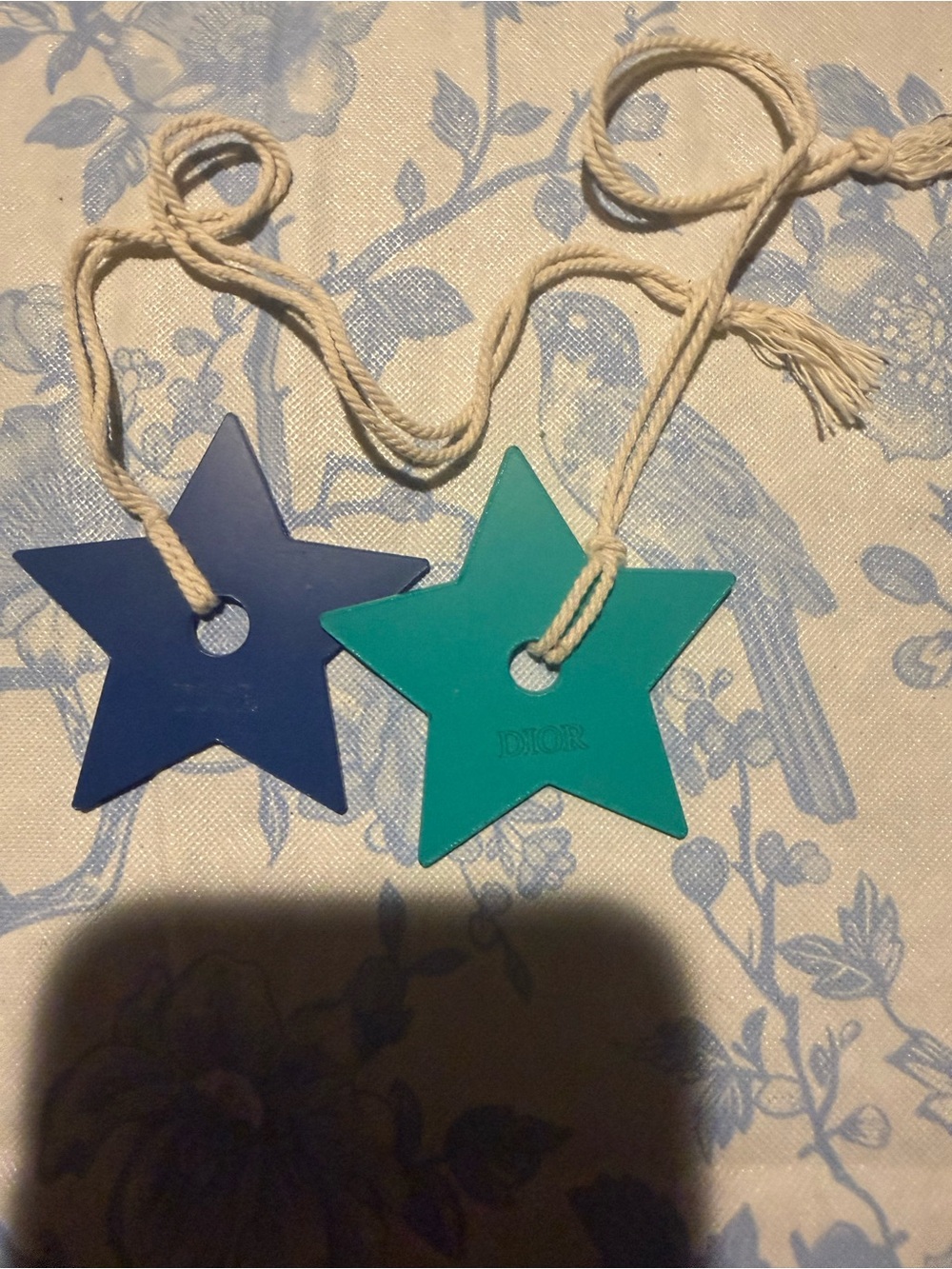 Dior Star Ornament Pair in Navy Blue and Teal Green